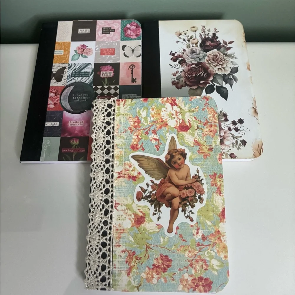 4/$15 ❤️ Floral and Angel Design Mini Altered Notebooks Set Of 3